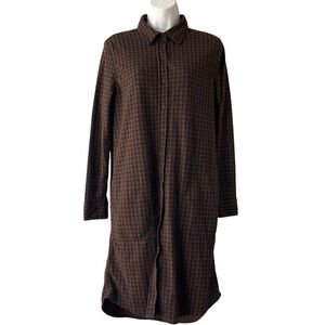 CASA CABANA Flannel Midi Shirtdress Size M Check Button Down Long Sleeve Pockets